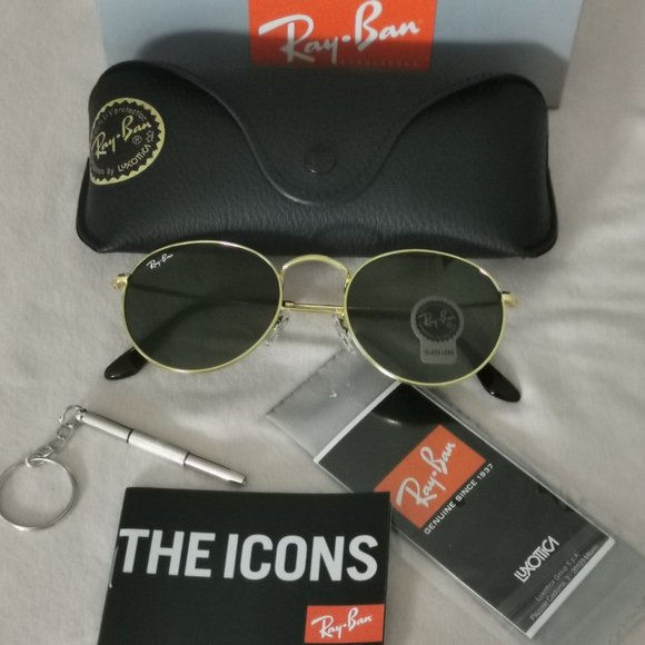 Ray Ban Round Metal Frame Gold Sunglasses main image 4